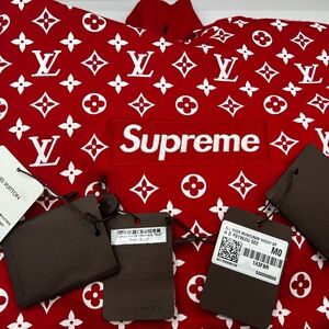 Supreme Louis Vuitton LV Box Logo Hoodie Size Medium With LV Tags